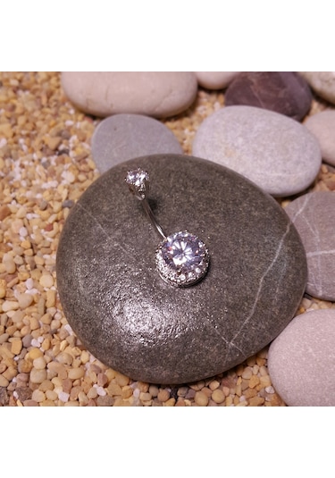 Chavin Çift Taşlı Komple Taşlı Büyük Boy Göbek Piercing Da61