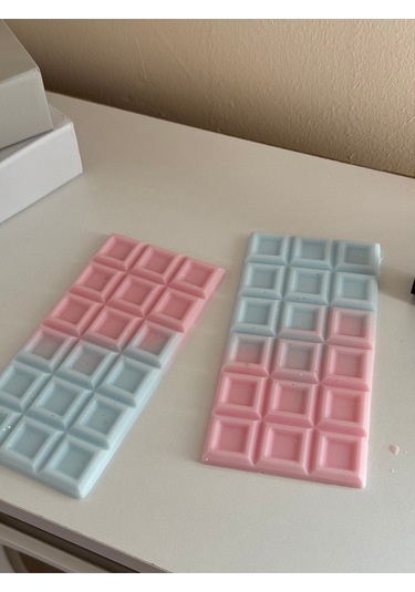 2 Adet Kare Çikolata Tablet Model Buhurdanlık Mumu Turkuaz