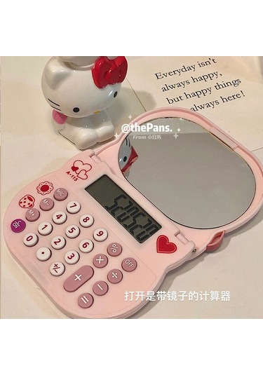 Singree Küçük Mini Kedi Desenli Cep Hesap Makinesi - Portatif Çift Taraflı Ayna Ve Hesaplama İşlevi İle Genç Stil