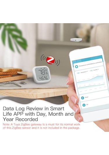 Suofeng Ev İçin Akıllı Sicaklık Nem Ölçer - Lcd Ekranlı, Uzak Kontrol, Veri Depolama, Dıy Akıllı Bağlantı, Dairesel Zigbee Ağ Geçidi Gereklidir
