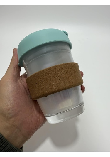 Mantar Halkalı Cam Kahve Bardağı 350ml Renkli