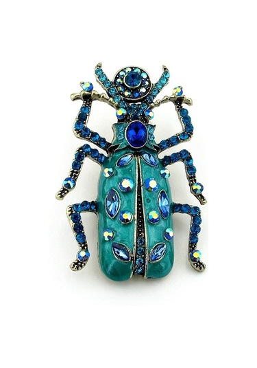 Solfera Büyük Boy Mısır Tesbih Böceği Khepri Zirkon Taşlı Broş Rz180