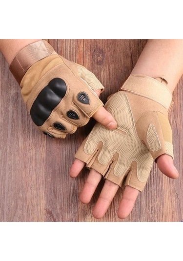 Yarım Parmak Cay222 Xl Beden Korumalı Taktik Eldiven Kahve