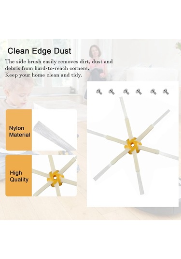 Sointeresting Irobot Roomba 600/700/500 İçin 6 Köşe Yan Fırça Aksesuarları, Yan Fırça Aksesuarları Yedek Parçaları