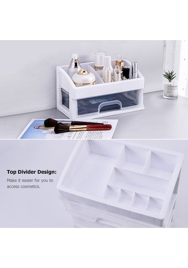 Novahub Toz Geçirmez Kozmetik Kutusu Çekmece Tarzı Ruj Cilt Ürünleri Rafı Beyaz Orta Beyaz Beyaz