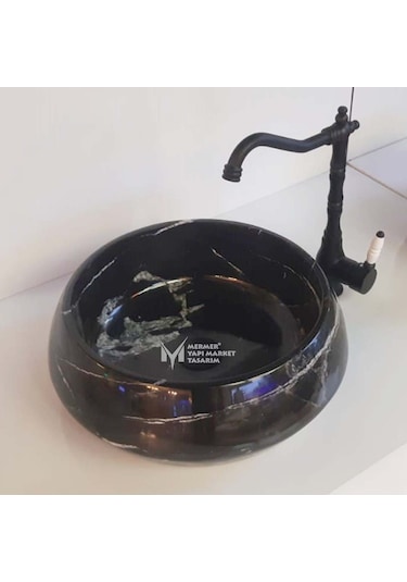 Toros Siyah Mermer Elegant Yuvarlak Lavabo