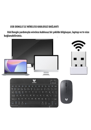 Blueforce Km-33 Wireless Bluetooth Kablosuz Klavye Mouse Set Siya