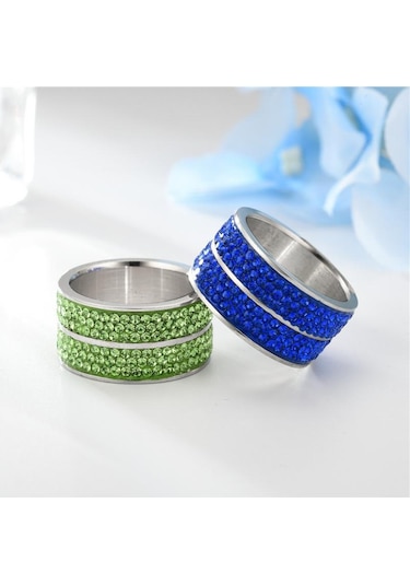 Beyaz Yeni Titanyum Çelik Altı Sıralı Tam Zirkon Yüzük Avrupa Ve Amerika Moda Paslanmaz Çelik Çift Kakma Zirkon Yüzük El Aksesuarları 13