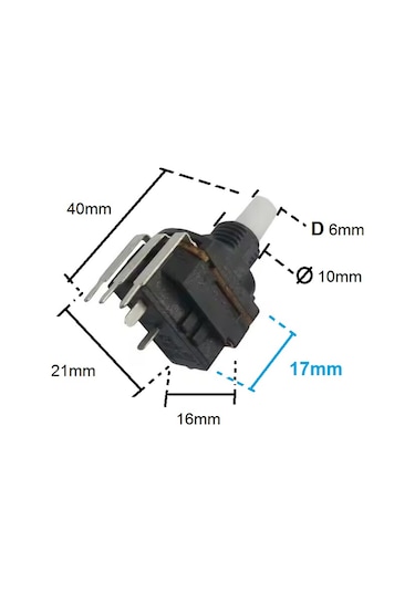 5 Adet B500k Anahtarlı Dimmer Potansiyometre 500k Dimmer Pot Somunsuz
