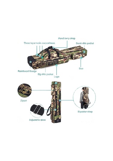 Jeehugo 150cm Ağac Kamoşlu Üç Katlı Katlanabilir Olta Çantası - 600d Dokuma, Geniş Bölmeler Ve Çekmecelerle Olta Malzemelerini Düzenle