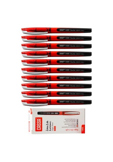 Kırmızı İmza Kalemi 10 Adet 1.00 Mm Kalın Uçlu İmza Pilot Kalem Ekonomik Kaliteli Cassa 1453 İmza Kalemi Kırmızı