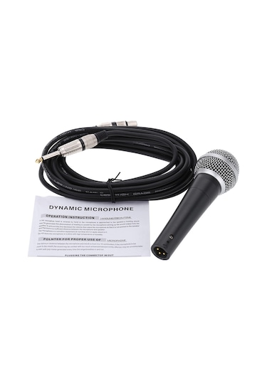 Hfambition Zink Alaşımlı Dinamik Mikrofon, 50hz-15khz Frekans Aralığı, Gürültüsüz Ses, 5m Kablo Xlr-6.35mm , Pil Gereksiz