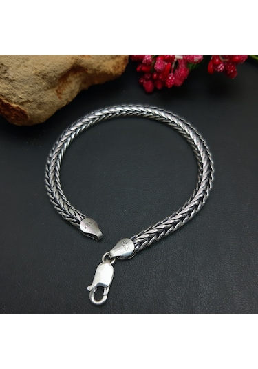 925 Ayar Gümüş Yeni Model Erkek Bileklik 5.5  Mm