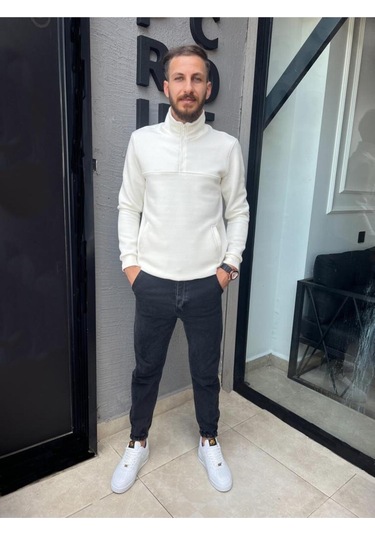 Erkek Esnek Boyfriend Jeans Kot Pantolon Gri