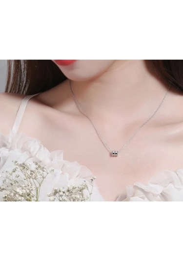 925ayar Gümüş Zirkon Taşlı Geometrik Kolye