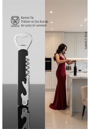 Barmen Tip Çelik Profesyonel Tirbüşon Ve Şişe Açacağı Kombine Set Diğer