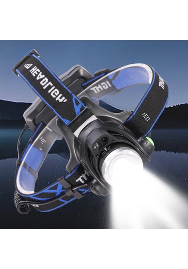 Neevoyu Uzaktan Aydınlatma 200-500m Sulu Orman Kullanıma Uygun T6 Led Şarjlı Baş Feneri 2 Pil + Şarj Kablosu