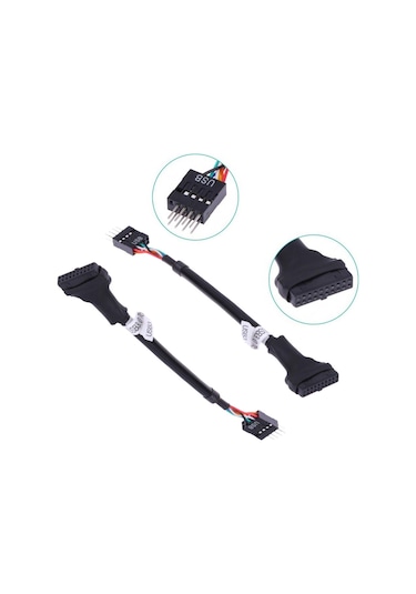 9 Pin Usb 2.0 Erkek To19 Pin Usb 3.0 Dişi Çevirici Kablo 15cm