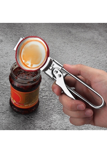 Wezone Pratik Ev Aletleri: Çelik Kapak Açıcı, Çubuk Şarap Açıcı, Multifonksiyonel Kayganlık Engeli Korumalı Kavanoz Açıcı Gri