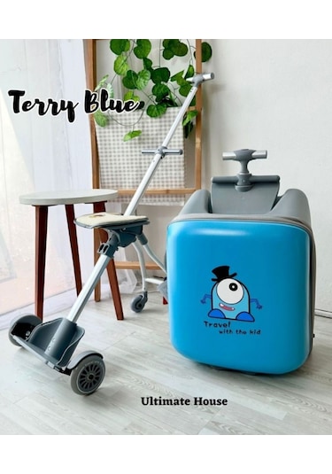 Heybee Luggages Heybee Sevimli Canavar Oturulabilir Mavi Çocuk Valiz Diğer