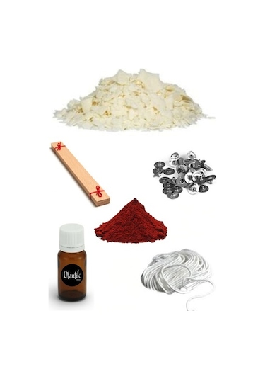 Soya Mum Yapım Seti, 1Kg Soya Wax, Boya, Esans, Fitil, Çıtçıt