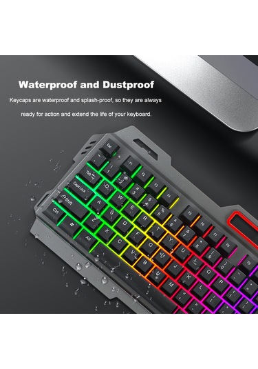 Jeemson T-wolf Tf600 Kablolu Usb Oyun Klavye Ve Mouse Seti, Mekanik His, Renkli Işık Efekti, 104 Tuş, 2400 Dpı Optik Mouse, Ofis Ve Oyun İçin Diğer