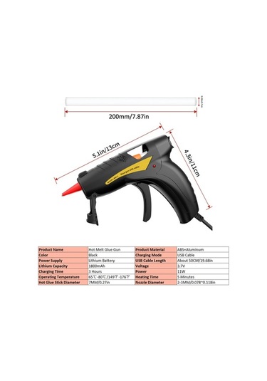 Besthome1 30w Profesyonel Elektrikli 120v Isı Kantarlı Yapıştırıcı - Siyah, 50 Adet 7x200mm Macun Çubuğu, Ergonomik Tasarım, Sa