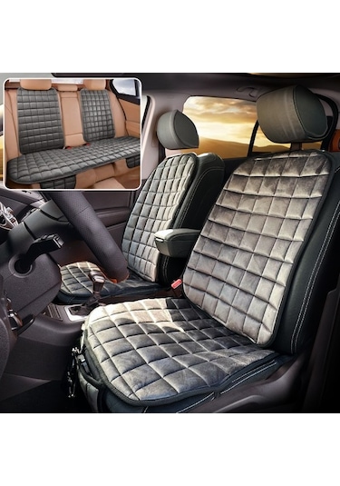 Premium Cepli Ortopedik Oto Koltuk Minder Seti - Oto Koltuk Kılıfı - Tam Set - Antrasit