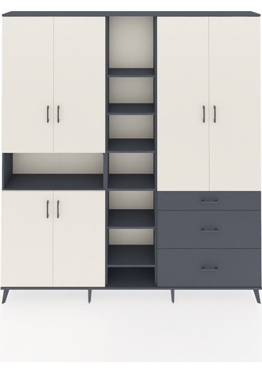 Arges Dolap 13 Raflı 3 Çekmeceli 6 Kapaklı 220x30x243 Antrasit-aytaşı/antrasit Aytası/antrasıt Arges Dolap 13 Raflı 3 Çekmeceli 6 Kapaklı 220x30x243 Antrasit-aytaşı/antrasit Aytası/antrasıt