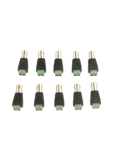 Sones Cctv Kameralar İçin 10 Adet Yeşil Güç - Bnc Koaksiyel Dişi Adaptör Konnektörü