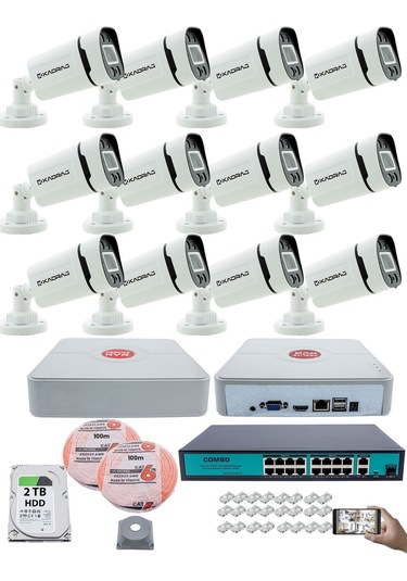 12 Kameralı Güvenlik Ip Kamera Seti - 4mp Dış Mekan Kdj-12s-4w-p-ıp-v0