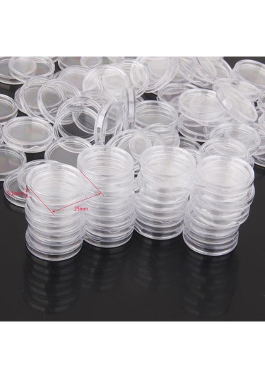 Suntek Temizle Plastik 25mm Sikke Tutucu Kapsül Kutuları Para