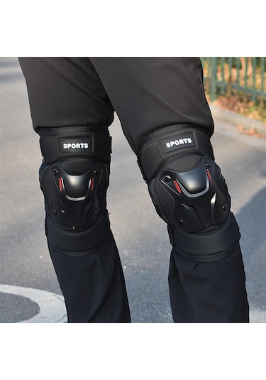 Motosiklet Motokros Sürme Dişli Off-Road Koruyucu Diz Pedleri Siyah 1 Çift