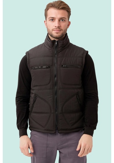 Kışlık Su Geçirmez Çok Cepli Yelek Isı Yalıtımlı Melesa İş Outdoor Suya Sıcak Tutucu Siyah