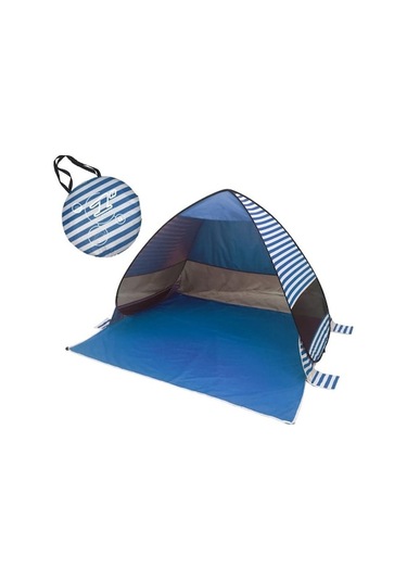 Otomatik Anında Açılır Çadır İçme Plaj Çadırı Koyu Mavi Şerit Beyaz - Mavi Beyaz - Mavi