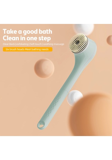 Tenfowee Type-c Şarjlı 15w Akıllı Vücut Fırçası, 360 Dönebilen 3 Hızlı Ipx7 Su Geçirmez Masaj Fırçası, 6 Başlık Seti Yeşil
