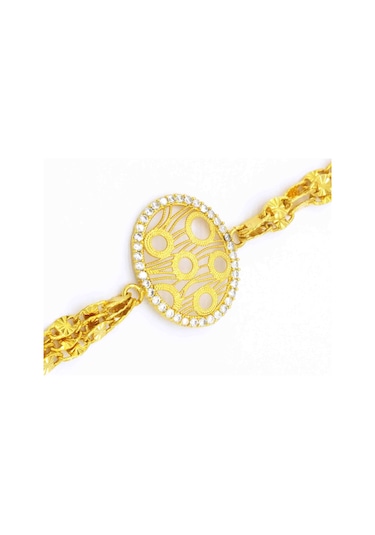 Bz 22 Ayar Altın Kaplama Spor Zirkon Taşlı Bayan Bileklik Blk-317 Gold