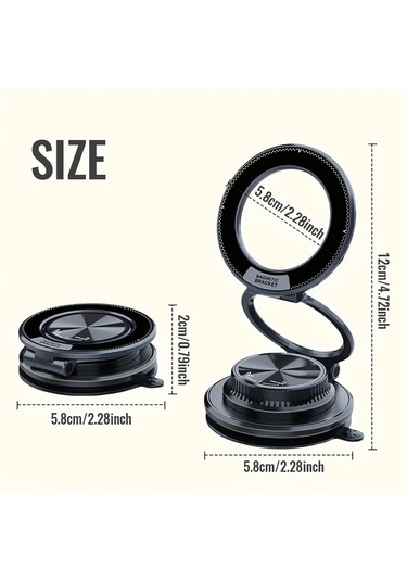 Gateesat Mor 360 Derece Dönen Manyetik Telefon Tutucu, Güçlü Mıknatıs Ve Vakus Emişi, Seyahat İçin Katlanabilir