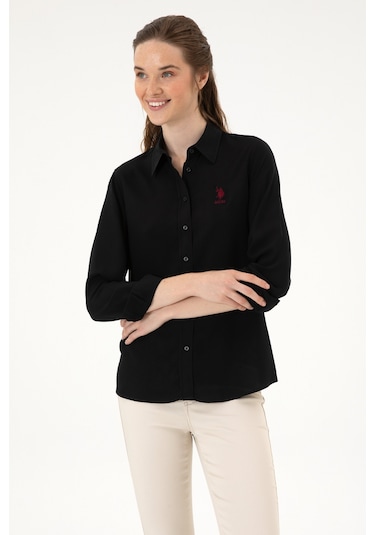U.s. Polo Assn. Kadın Siyah Gömlek Desenli 50316429-vr046 Siyah
