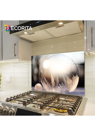 Decorita Kış Küresi Desenli  Cam Ocak Arkası Koruyucu 49.5cmx76cm