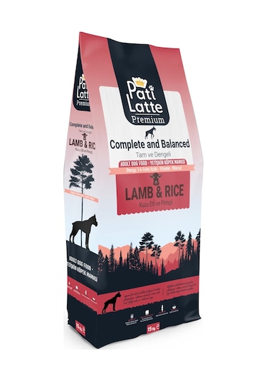 Pati Latte Kuzu Etli ve Pirinçli Yetişkin Köpek Maması 15 KG