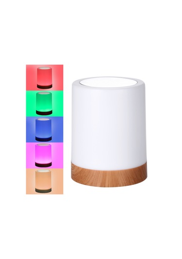 V3 Neoglint Led Renkli Ahşap Gece Lambası Sıcak Beyaz + Renkli Işık Çok Renkli