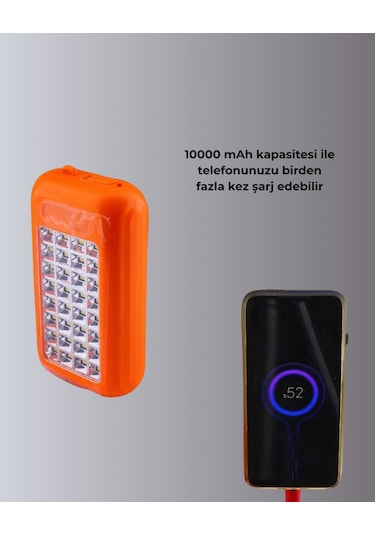 10000 Mah Güneş Enerjili Taşınabilir Şarj Cihazı Ve Aydınlatma Cihazı Çoklu