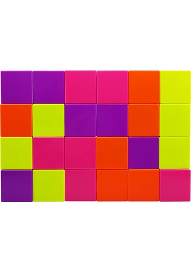 Küpss Manyetik Blok Floresan Renkler - 24 Küp