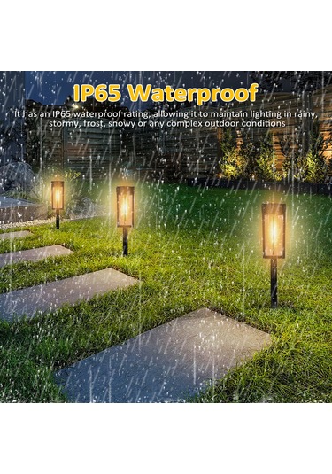 Geeroyoo Güneş Enerjili Bahçe Aydınlatma Led Lamba, Ip65 Su Geçirmez, 2'li Paket, Siyah