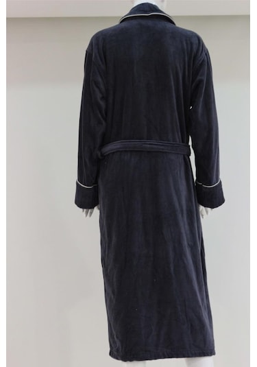 Kadife Şalyaka Bornoz Pamuklu Cepli Biyeli Kemerli Unisex Bornoz 001