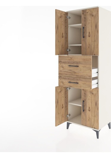 Hyperion Dolap 4 Raflı 2 Çekmeceli 4 Kapaklı 60x44x195 Aytaşı-çam Antrasit