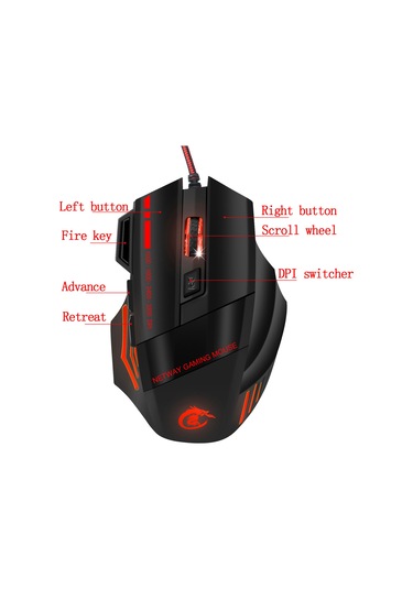 Hxsj Yedi Renk 7d Kablolu Fare Aydınlatmalı Oyun Faresi Kablolu Fare 3200 Dpı Ateş Tuşları