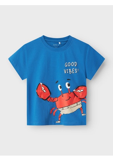 Name It Nmmfish Nreg Ss Top Box Unisex Çocuk T-shirt 13241295 Mavi