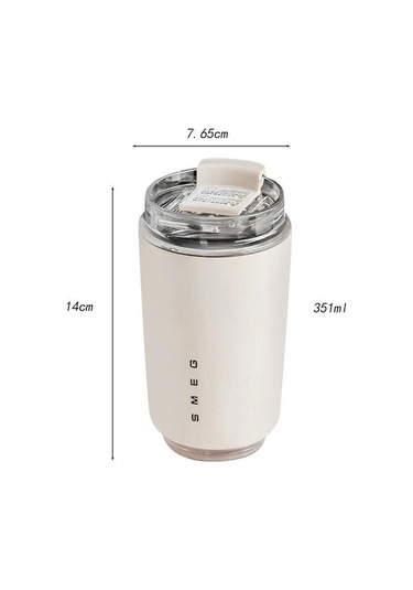 Mufunye 304 Paslanmaz Çelik İç Ve Dış Kapaklı 6-12 Saat Isı Saklama Performanslı Termos Bardak Beyaz